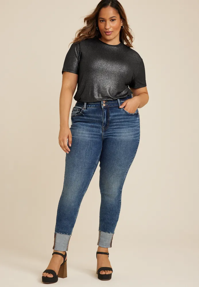 edgely™ Super Skinny Curvy High Rise Double Button Jean