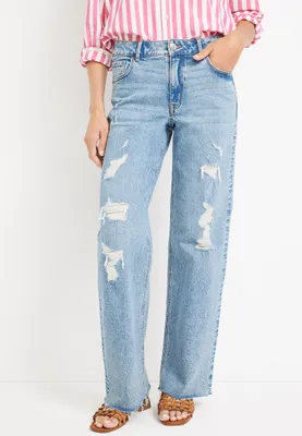 m jeans by maurices™ Wide Leg High Rise Ripped Jean