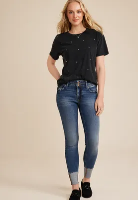 edgely™ Super Skinny Mid Rise Double Button Jean