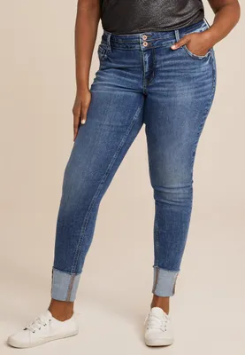 Plus edgely™ Super Skinny Mid Rise Double Button Jean