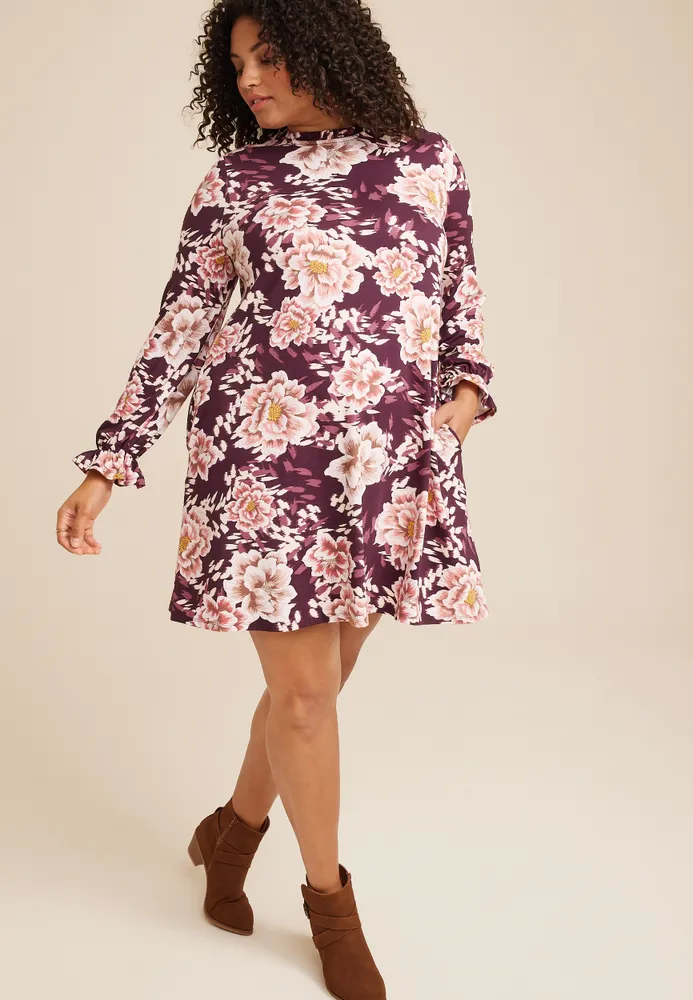 Plus 24/7 Lila Floral Mini Dress