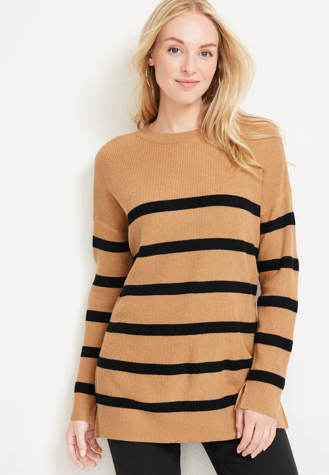 Alfred Dunner® A Fresh Start Stripe Collar Layered Sweater with Necklace