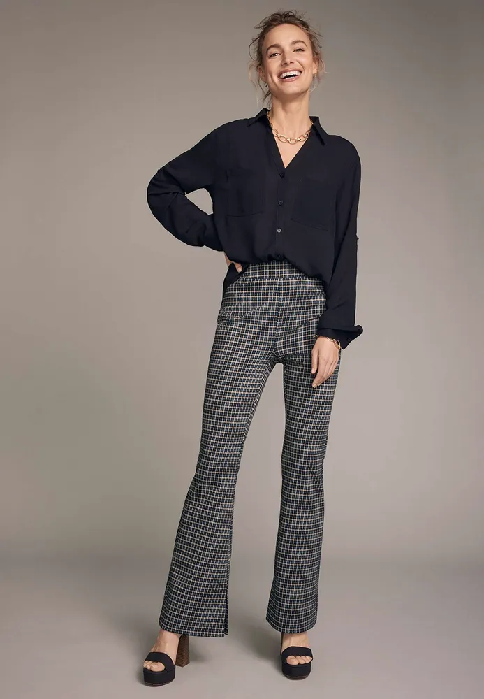 Maurices Plaid Moxie Flare High Rise Pant