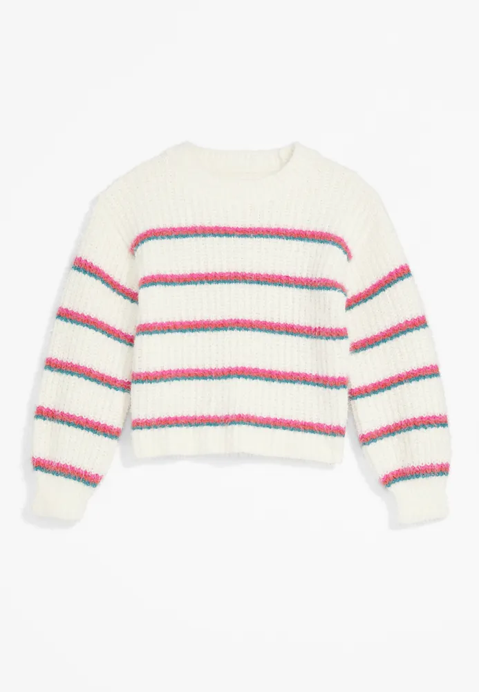 Girls Chenille Striped Sweater