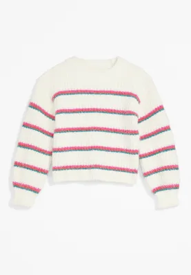 Girls Chenille Striped Sweater