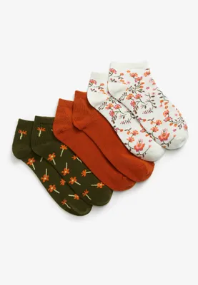 3 Pack Floral Ankle Socks