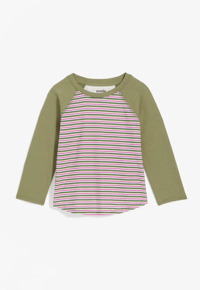 Girls Striped Raglan Top