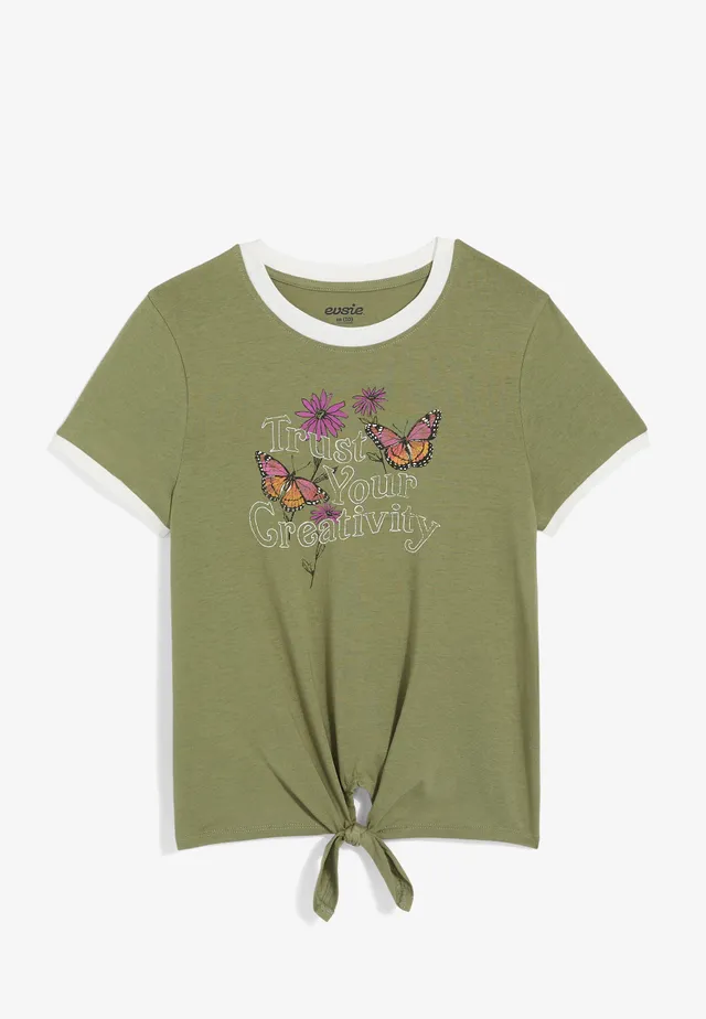 Y2K Baby Butterfly Girls Crop T-Shirt