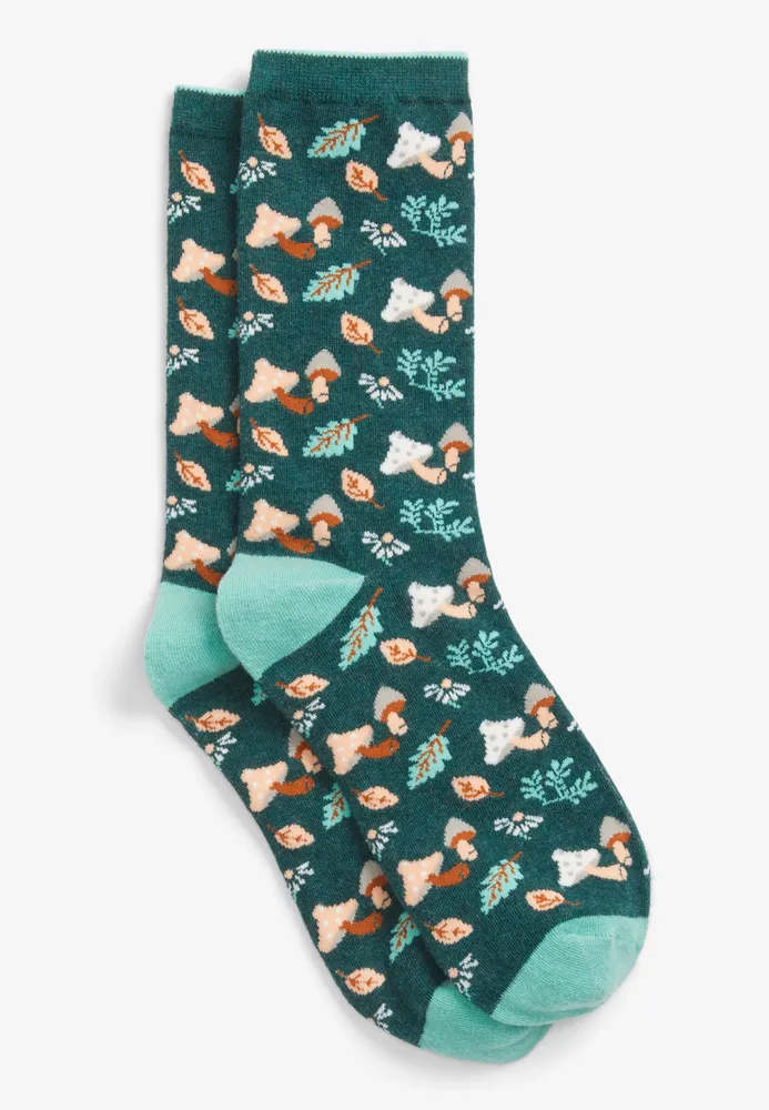 Forest Mushroom Crew Socks