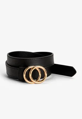 Girls Black Double Ring Belt
