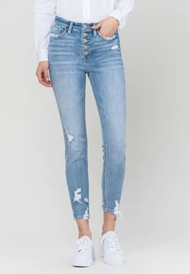 VERVET™ Ankle Skinny Button Fly High Rise Jean