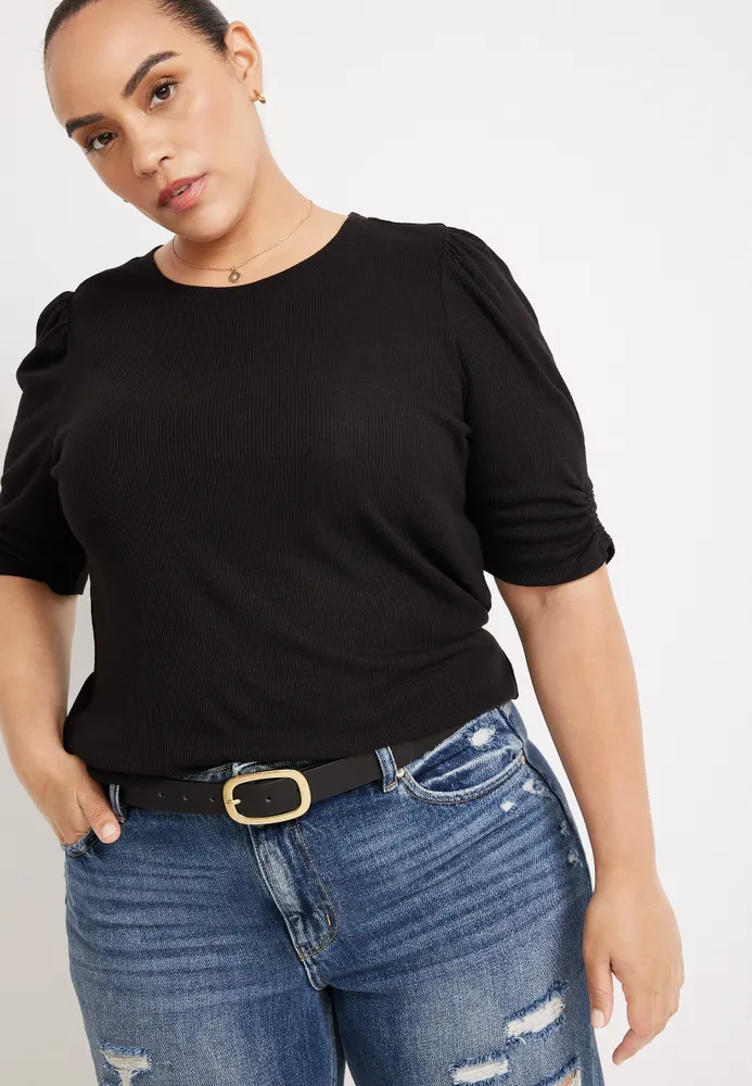 Plus Black Rectangle Buckle Belt