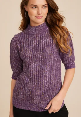 Purple Metallic Knit Sweater
