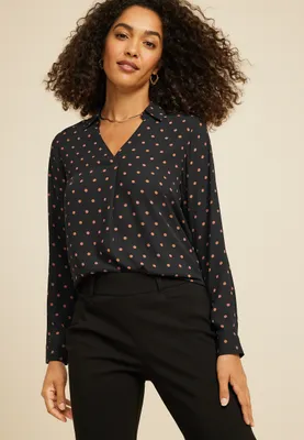 Atwood Pleated Polka Dot Blouse