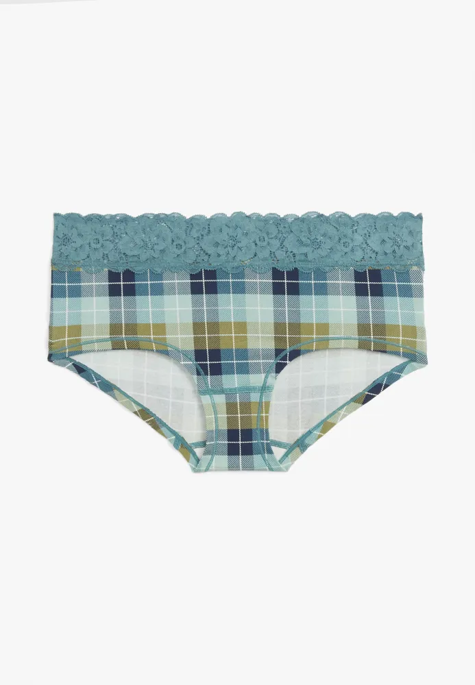 Simply Comfy Wide Lace Trim Dotted Boybrief Cotton Panty
