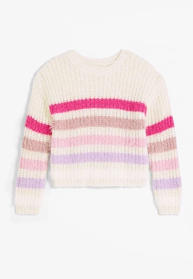 Girls Fuzzy Striped Sweater