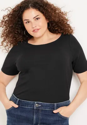 Plus 24/7 Flawless Ribbed Ballet Neck Tee