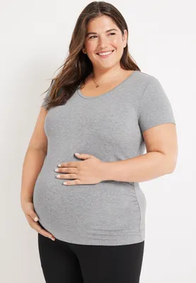 Plus Size Solid Scoop Neck Maternity Tee