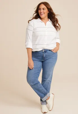 Plus Size m jeans by maurices™ Everflex™ Straight Mid Rise Cuffed Hem Jean