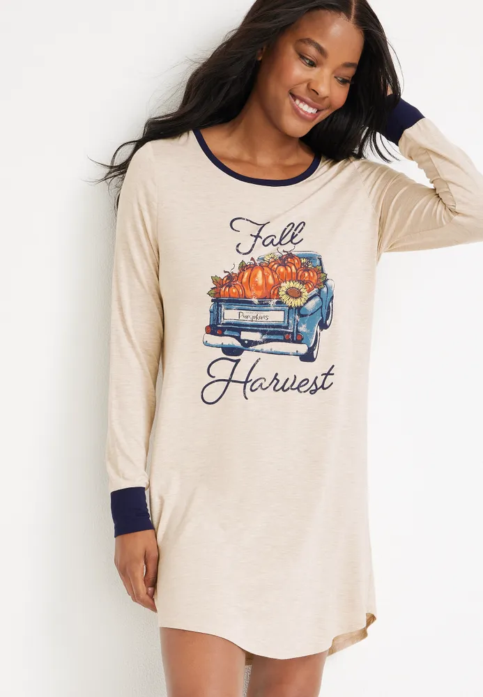 Fall Harvest Graphic Long Sleeve Pajama Shirt
