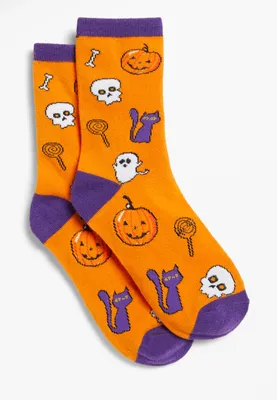 Girls Halloween Crew Socks