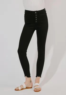 KanCan™ Super Skinny High Rise Button Fly Black Jean