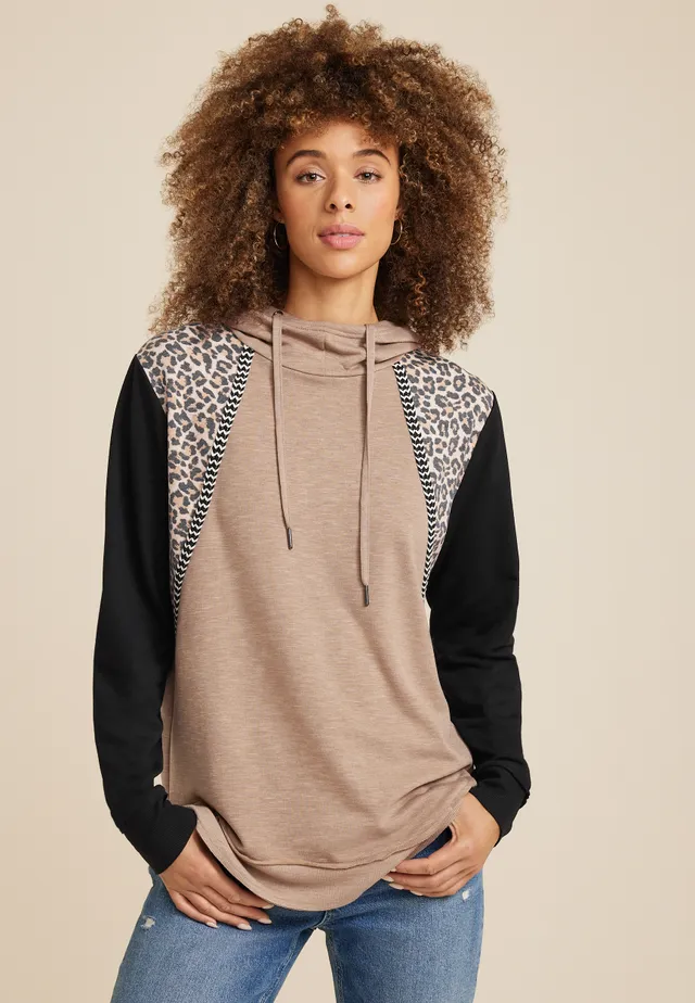 Maurices Homeward Leopard Colorblock Fleece Hoodie