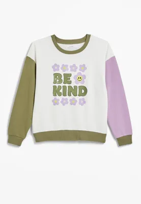 Girls Be Kind Colorblock Sweatshirt