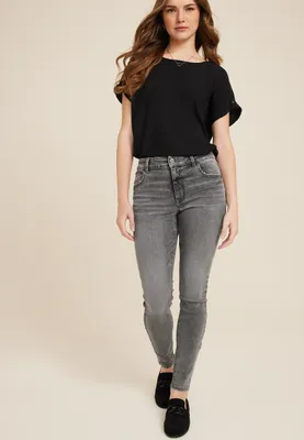 m jeans by maurices™ High Rise Gray Curvy Super Skinny Jean