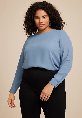 Plus Size Delton Button Back Blouse