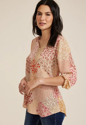 Geneva Ditsy Floral Patchwork Tunic Blouse