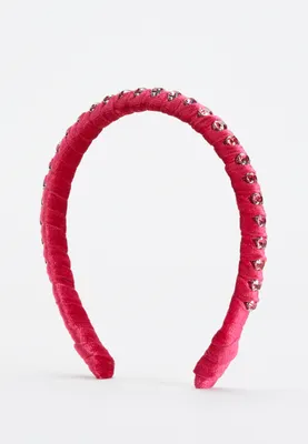 Pink Jeweled Velvet Headband