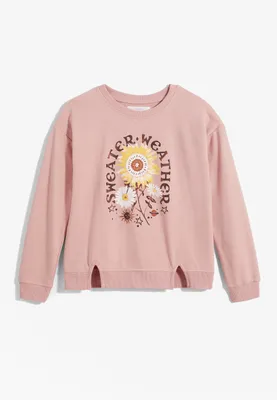 Girls Pink Sweater Weather Floral Sweatshirt