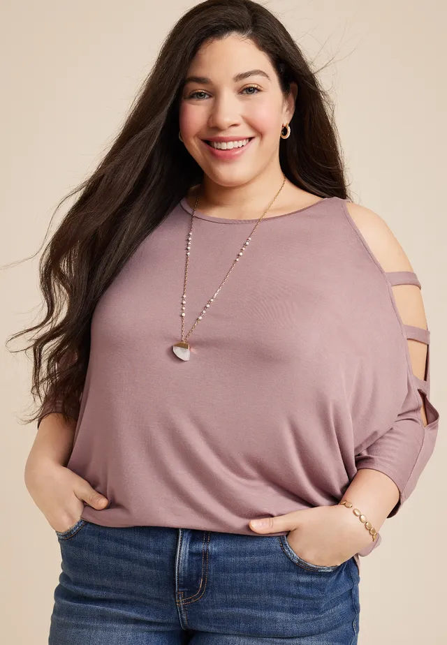 Maurices Plus edgely™ Ladder Sleeve Cold Shoulder Top