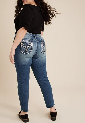 Plus Vigoss® Heritage Sequin Stitch Pocket Mid Rise Skinny Jean