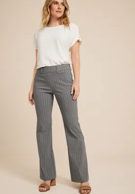 Bengaline Striped Mid Rise Flare Pant