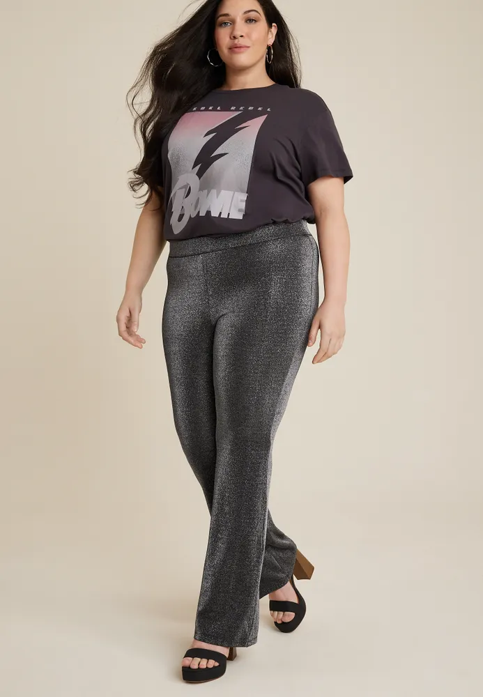 Plus Size Bubble Fabric Flare Pants In Chocolate Brown | us.meeeshop