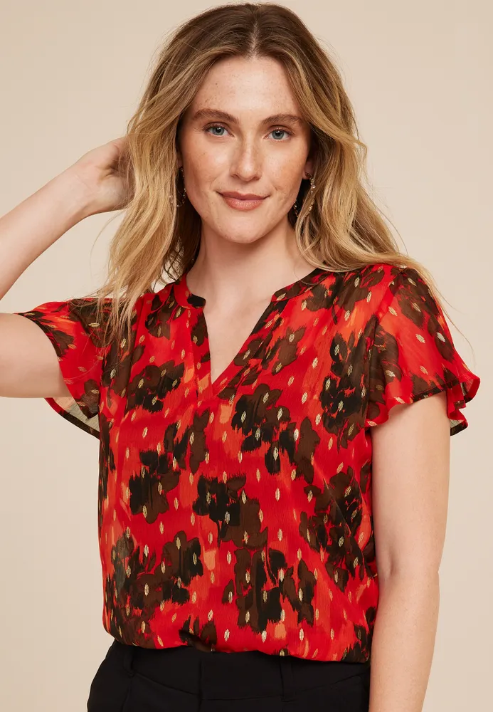 Atwood Ikat Flutter Sleeve Blouse