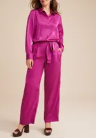 Satin High Rise Wide Leg Pant