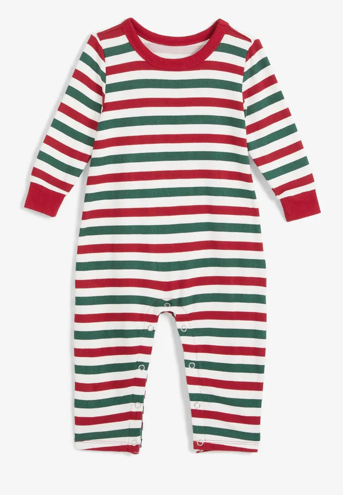 Infant Holiday Striped Family Pajama Onesie