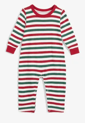 Infant Holiday Striped Family Pajama Onesie