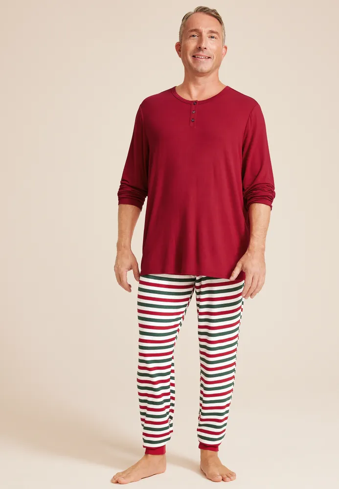 Mens Holiday Striped Family Pajamas