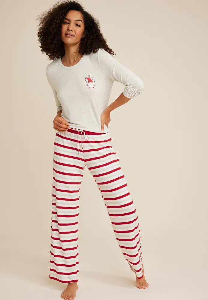 Holiday Graphic Tee And Wide Leg Pajama Set