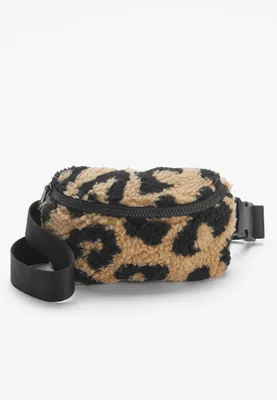 Girls Leopard Sherpa Belt Bag