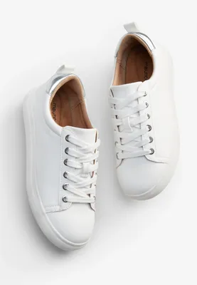 SuperCush Kendall White Metallic Lace Up Sneaker