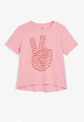 Girls Peace Sign Heart Graphic Tee