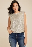 edgely™ Sequin Padded Shoulder Top
