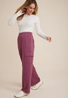 High Rise Cargo Wide Leg Sweatpant