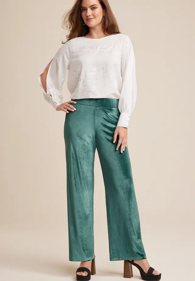 Maurices Velvet High Rise Wide Leg Pant