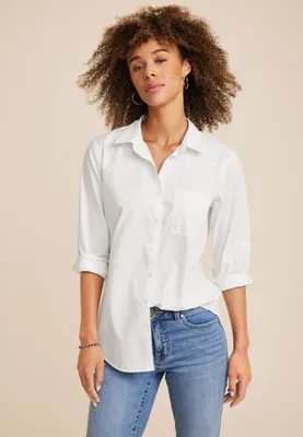 White Cotton Button Up Shirt
